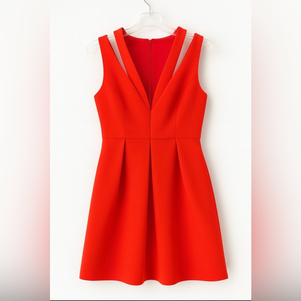 ✨BCBGMAXAZRIA Red fit & Flare V-neck Cocktail Dress size 12